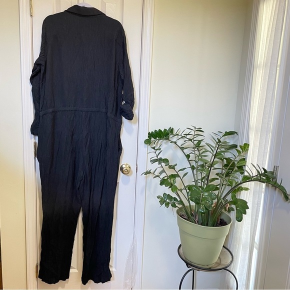 Soft Surroundings Black  Cannes Crinkle cotton  Gauze Jumpsuit  3X - Picture 3 of 8